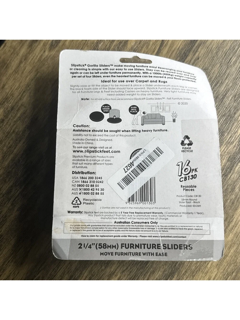 Gorilla Glides 15 pack 2 1/4” Tapered Chair/Table Glides Sliders